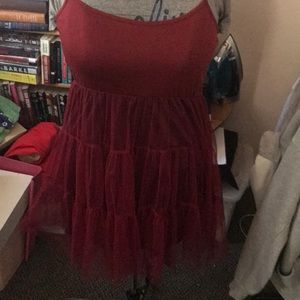 Slip with attached tulle petticoat